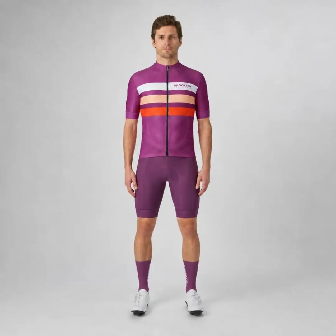 Pro Maximus Men's Cycling Bundle: Burgundy Jersey, Bib Shorts & Socks