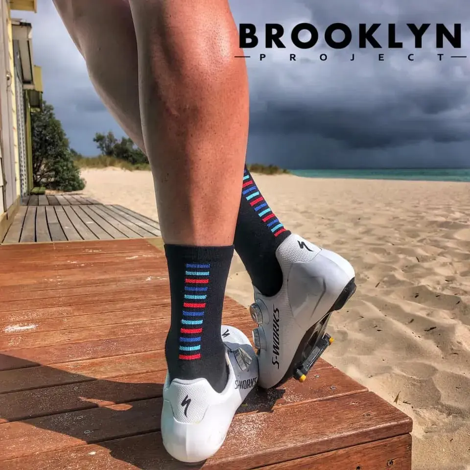 Pro Cycling Socks – Black, Woven, 14cm cuff, Moisture-Wicking Fabric
