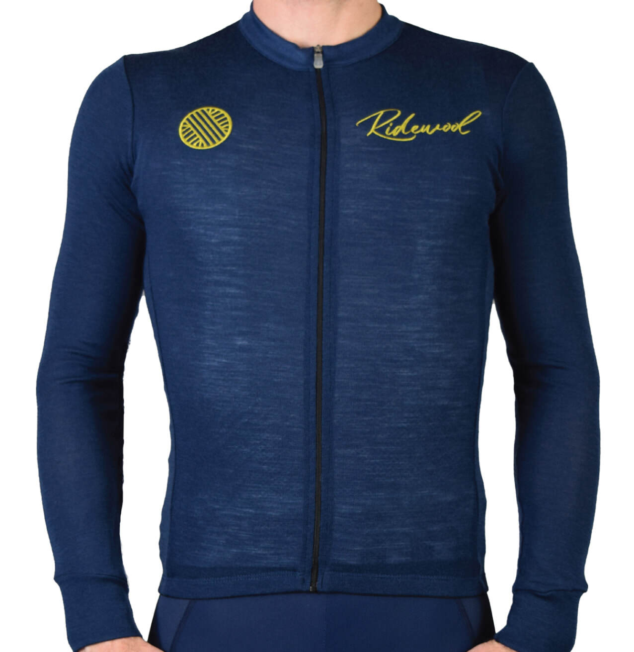 Merino Wool Cycling Jersey Long Sleeve Ridewool Navy