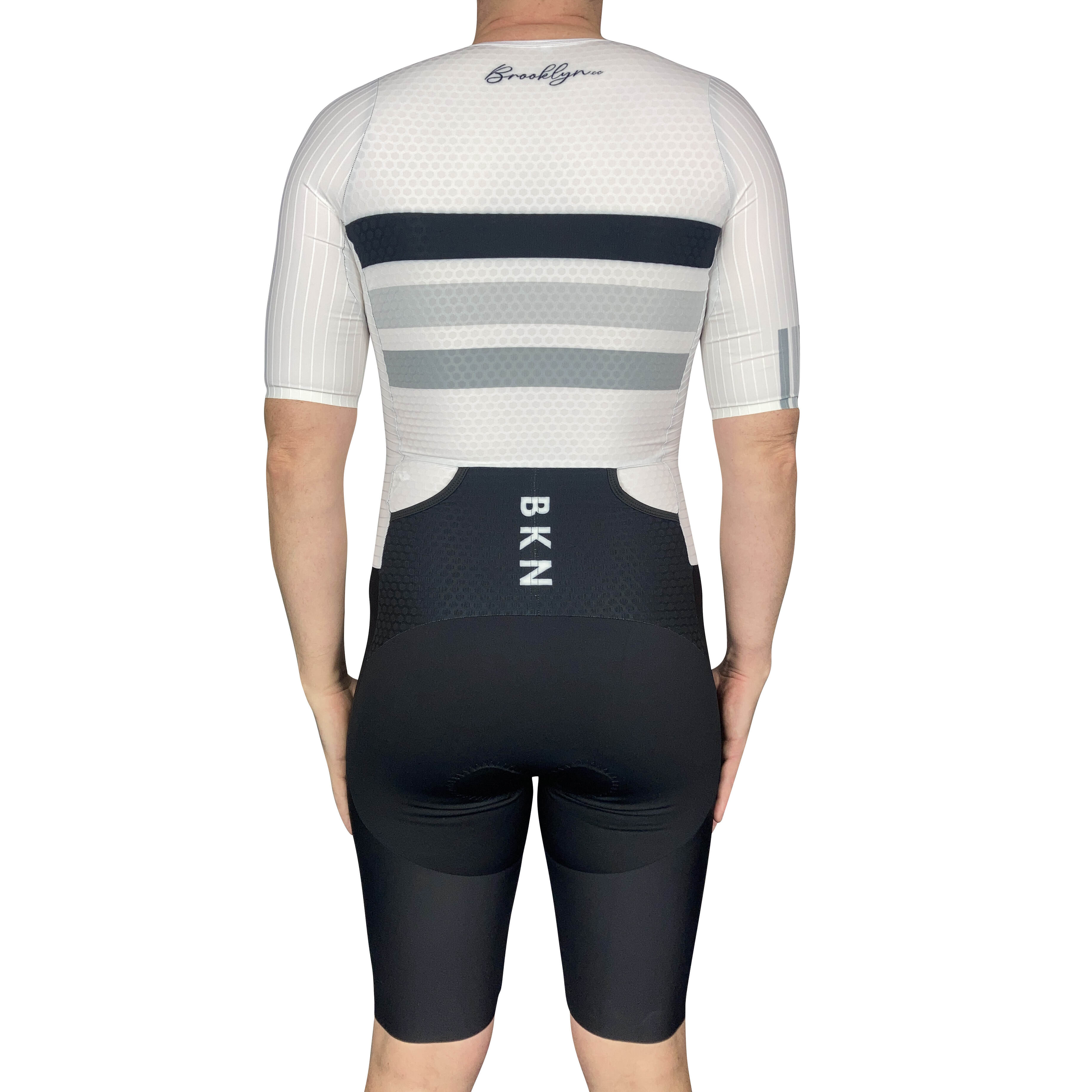 Men's Elite Aero Sleeved Triathlon Suit - White/Black, Premium Aerodynamic Fabrics
