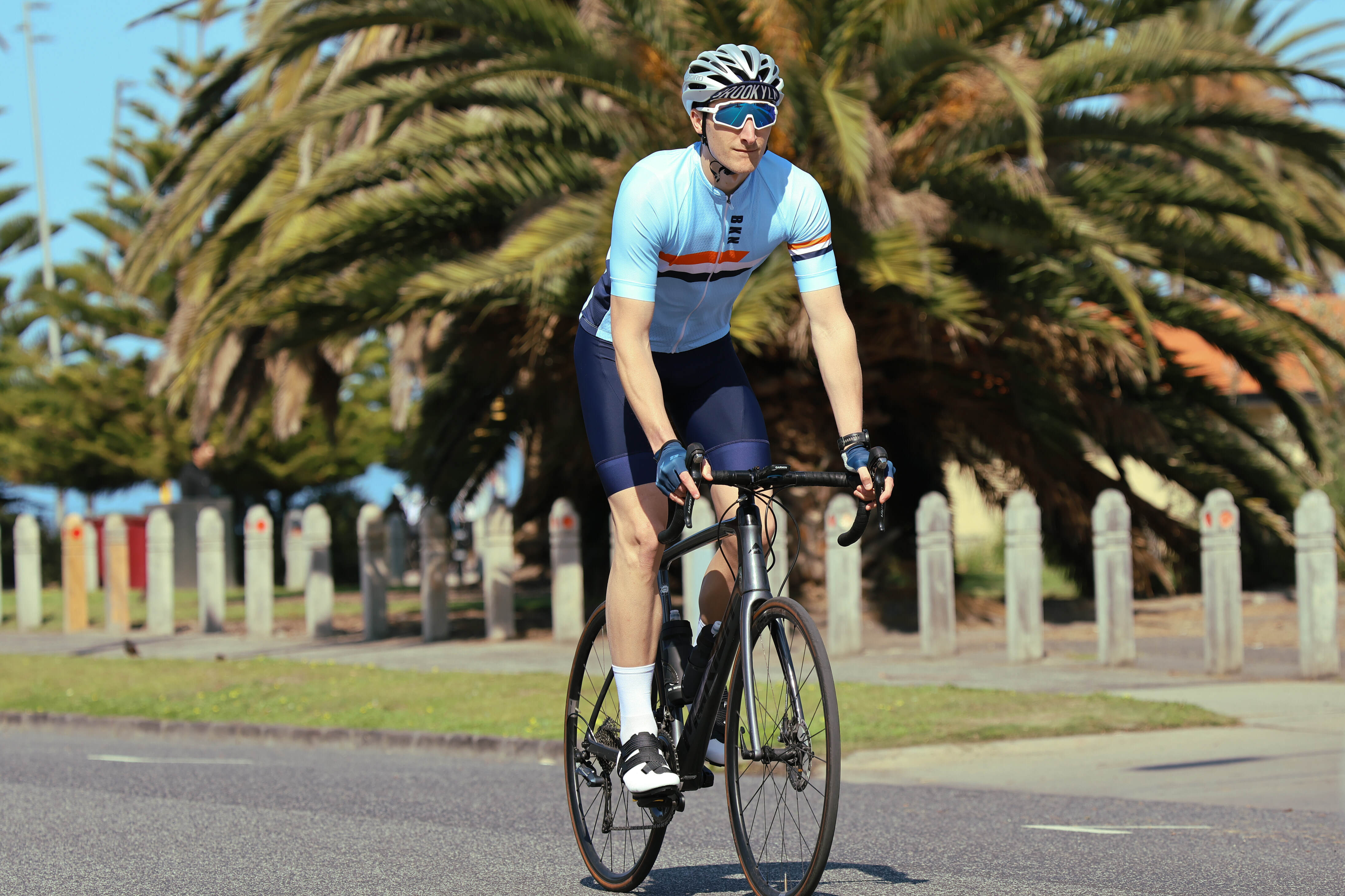 Men's Pro Cycling Jersey - Stripes - Light Blue | Lightweight Performance