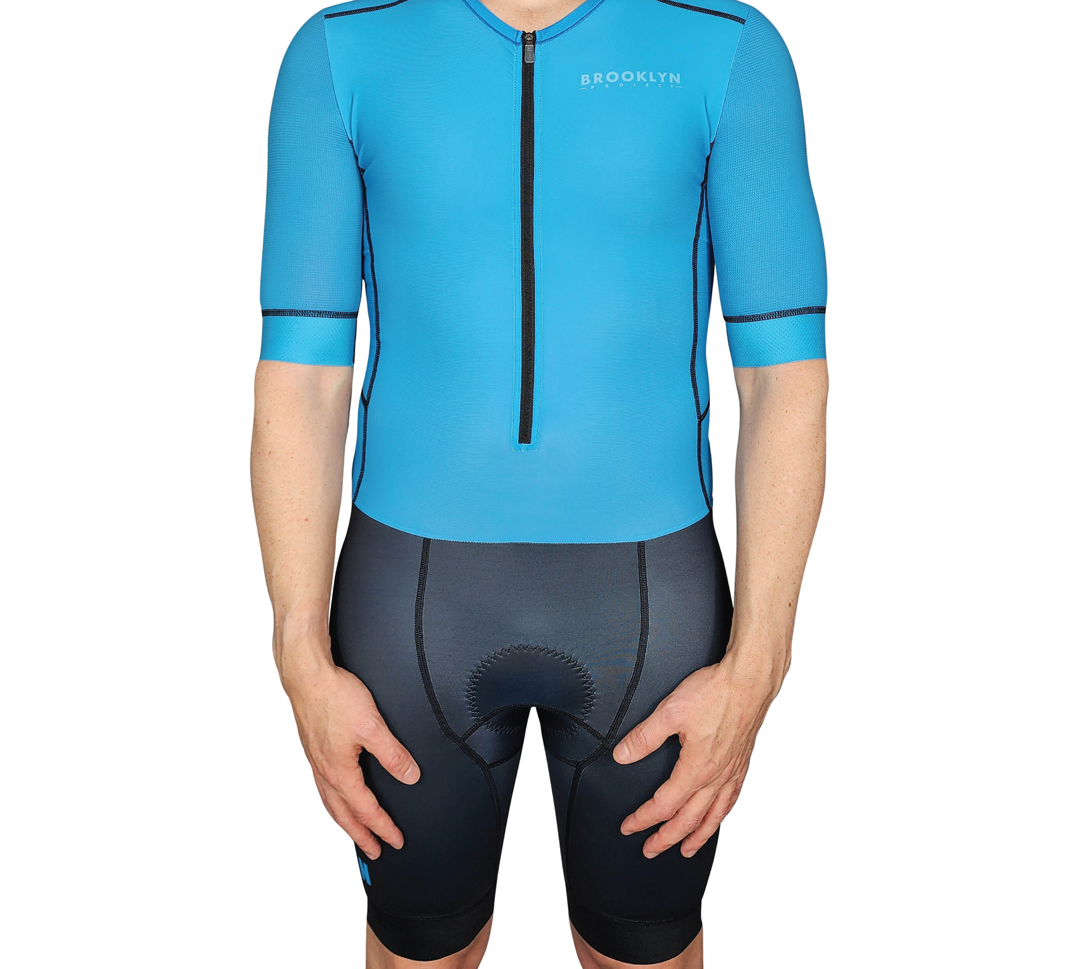 Men's Endurance Sleeved Tri Suit | Long Distance Triathlon Suit with Pockets & Chamois | AI Aqua