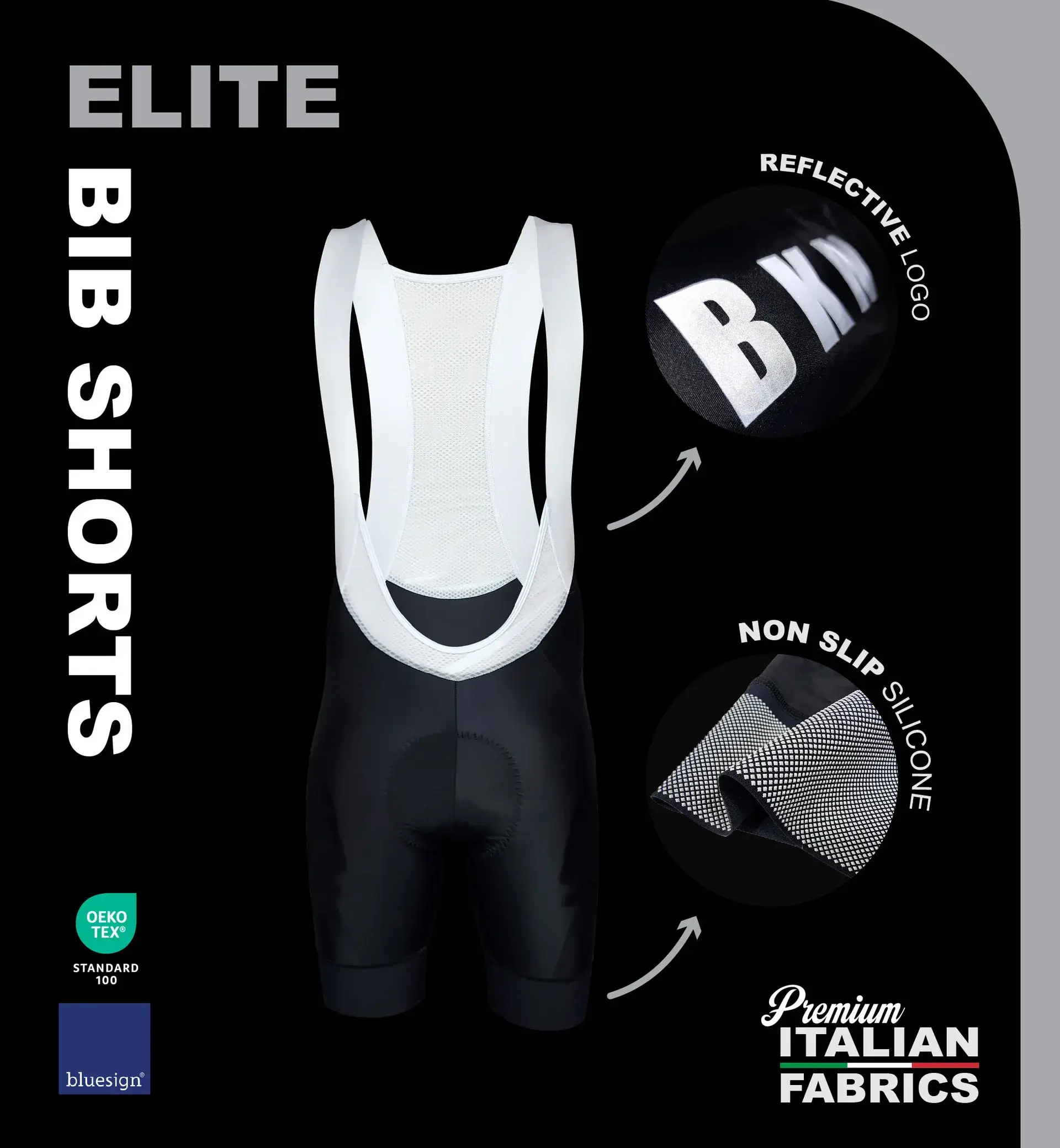 Men's Elite Performance Cycling Bibs - Premium Italian Fabric Navy